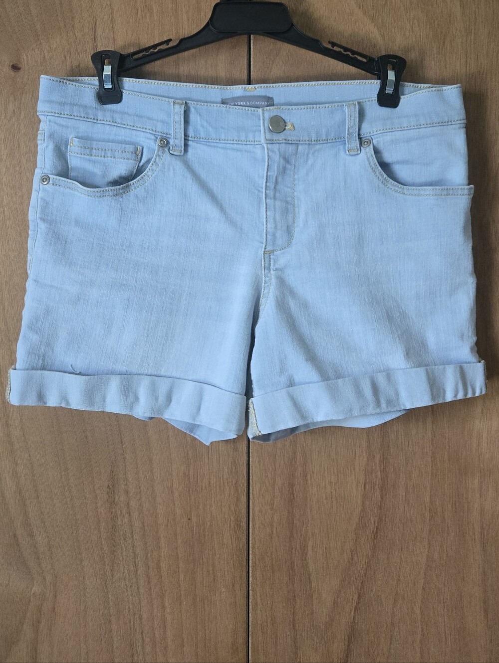 Light Blue Women's Denim Roll-Cuff Shorts